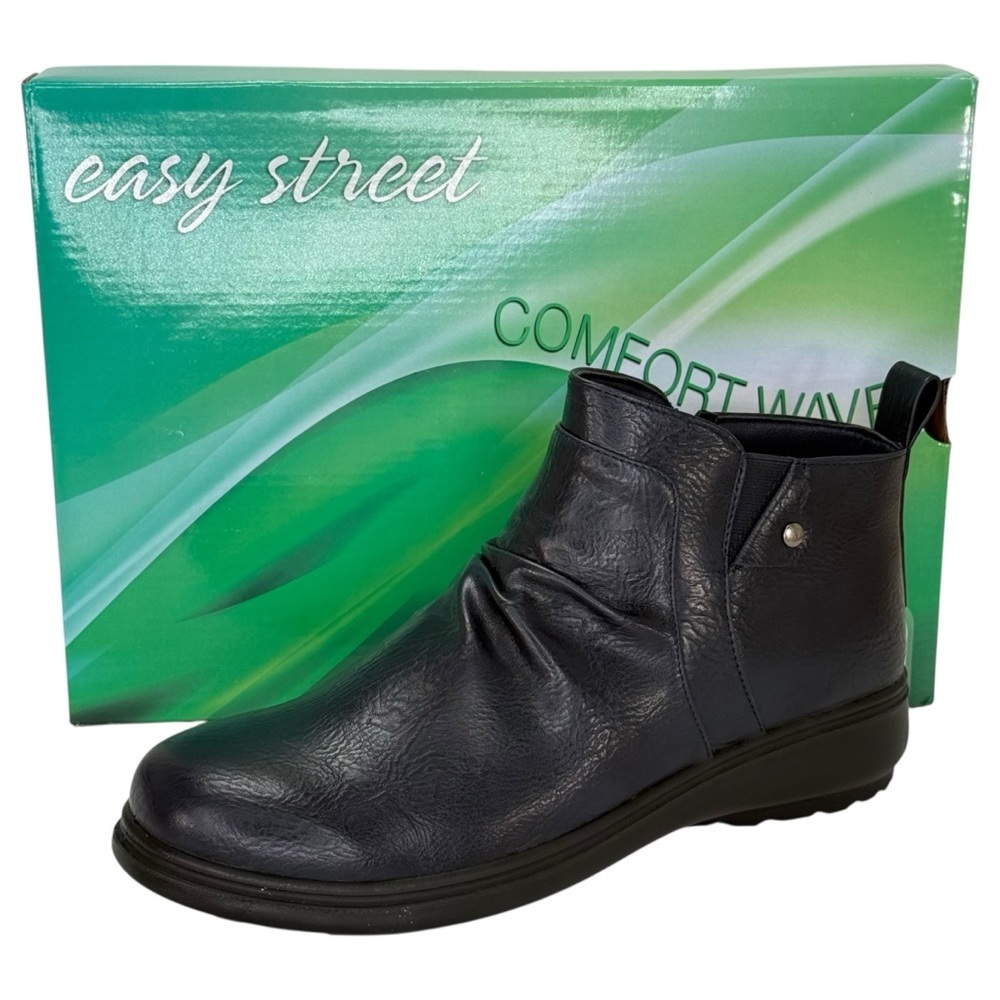 Easy Street Ariadne Navy Burnished Faux Leather Womens Shooties Size 9M - Picture 11 of 12